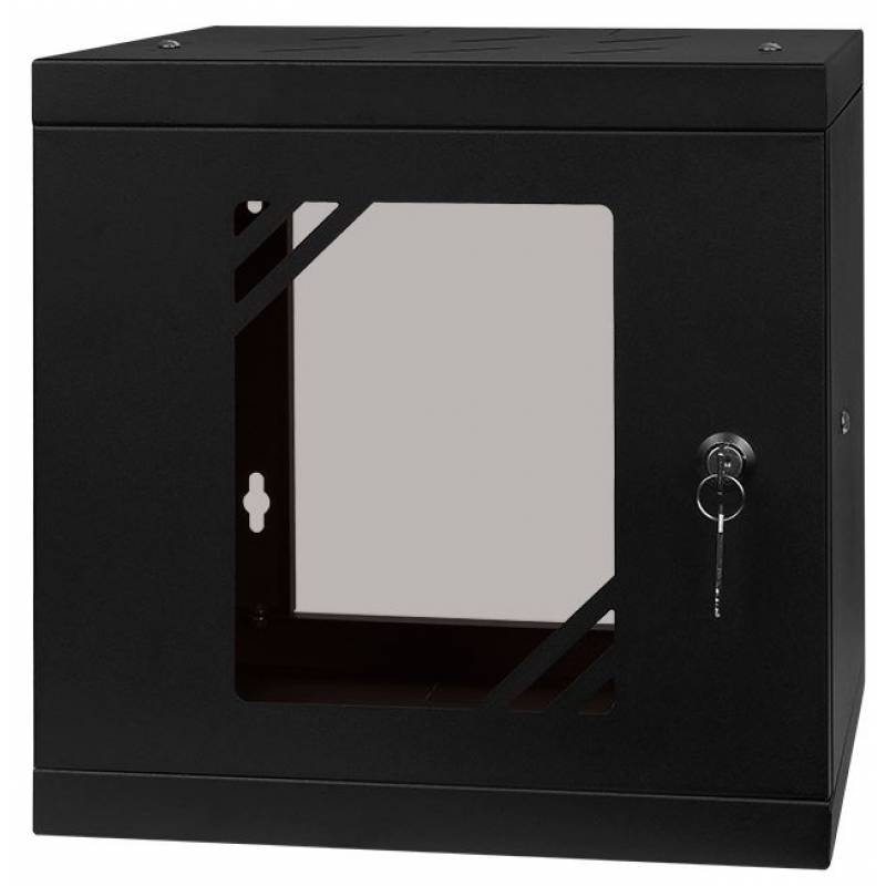 Rack Cabinet 10" 6U, 300MM Glass Door, Black