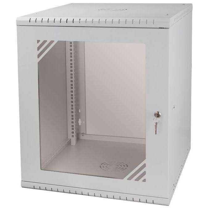 Rack Cabinet 19" 12U, 600MM Glass Door, Gray